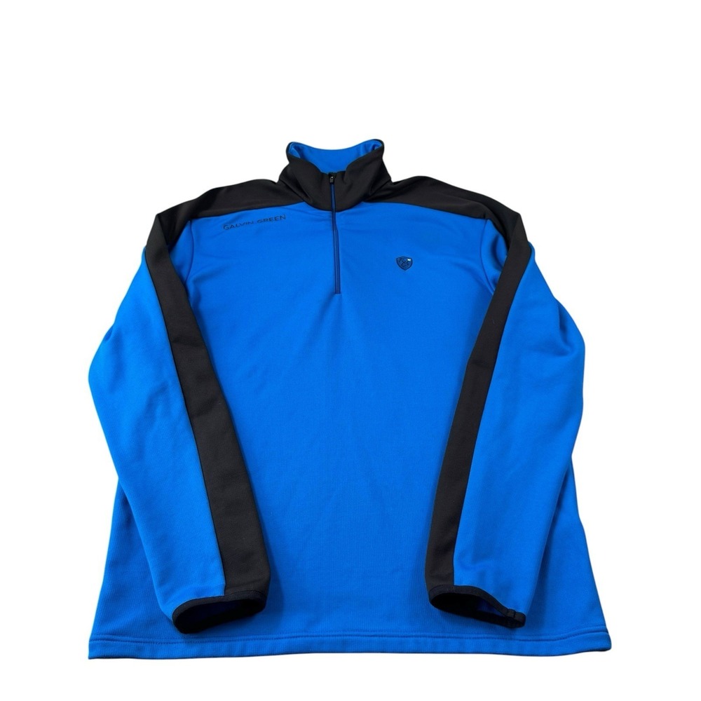 Galvin Green Blue Black Colorblock Polyester Men's Half Zip Pullover Size Large